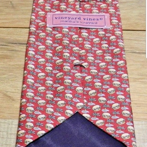 Vineyard Vines Mens Red Hamburger Palm Tree Tie - Picture 2 of 7